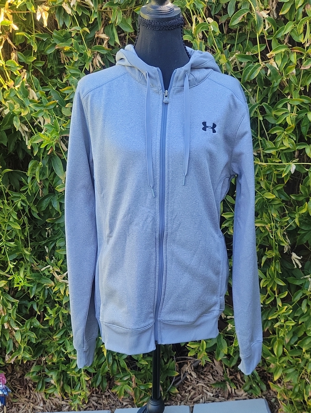 Under Armour Light Gray Semi Fitted Full-Zip Hoodie Sz L
